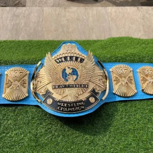 WWF Winged Eagle Championship Belt Replica  CNC Detailed  4MM Zinc Blue Leather