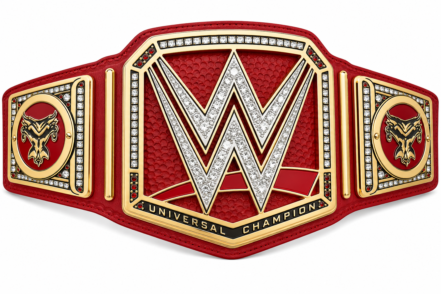 Custom Red Universal Championship Belt  Premium Gold Plated Wrestling Title Replica with Jewel-Stone Plates