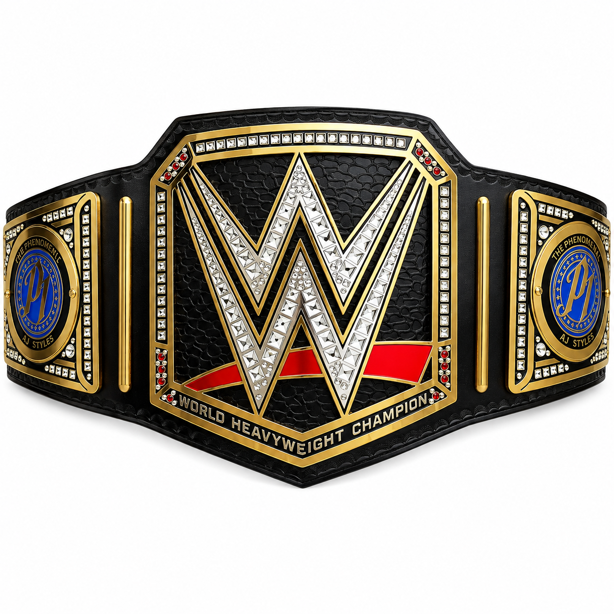 WWE AJ Styles World Heavyweight Championship Replica Belt  Black Leather Edition