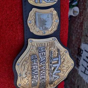 TNA Wrestling Heavyweight Championship Belt Replica  4MM Zinc CNC 2 Layer Plates  Premium Leather Strap  Gold Finish
