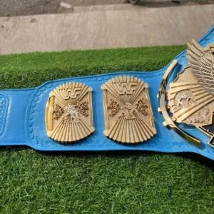 WWF Winged Eagle Championship Belt Replica  CNC Detailed  4MM Zinc Blue Leather