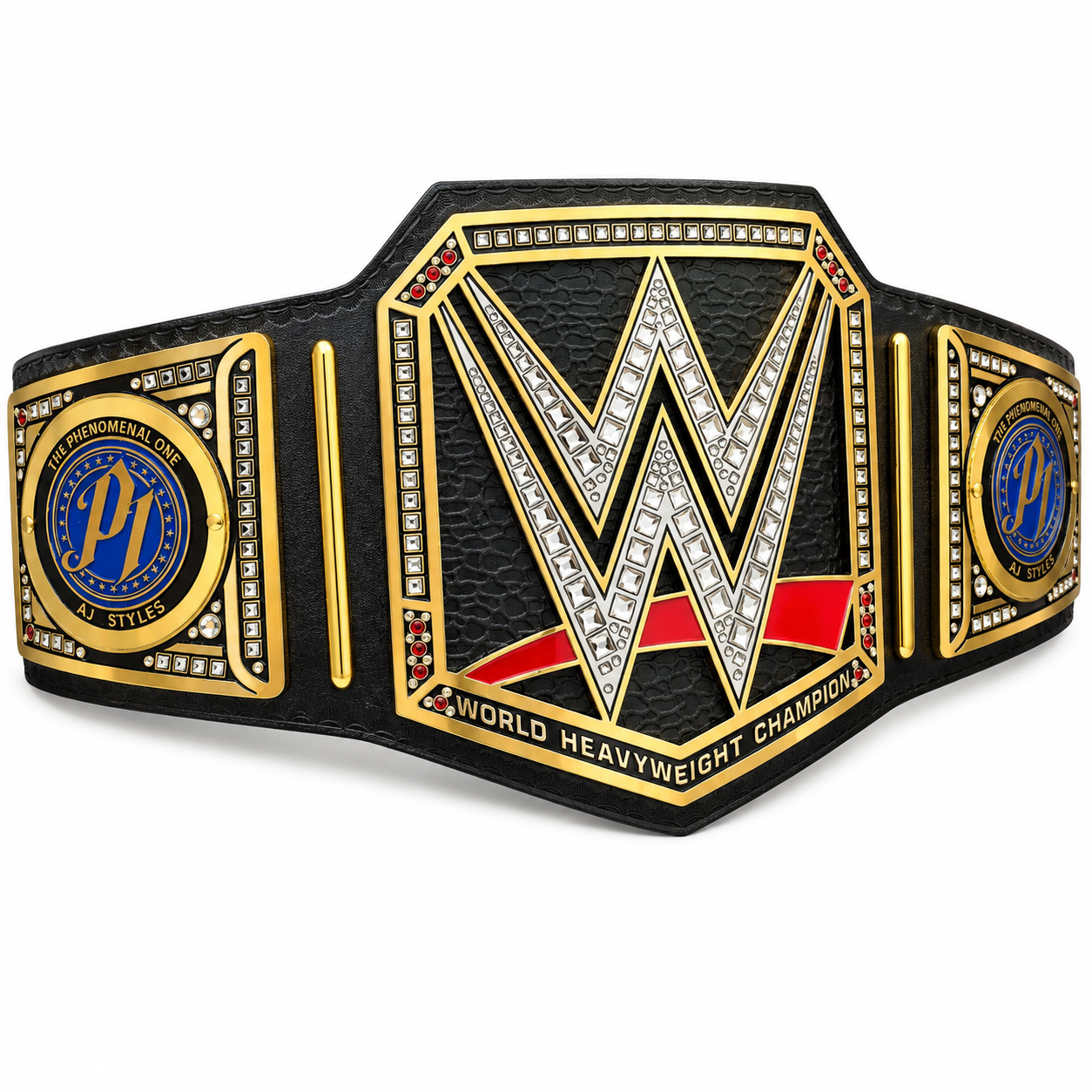 WWE AJ Styles World Heavyweight Championship Replica Belt  Black Leather Edition