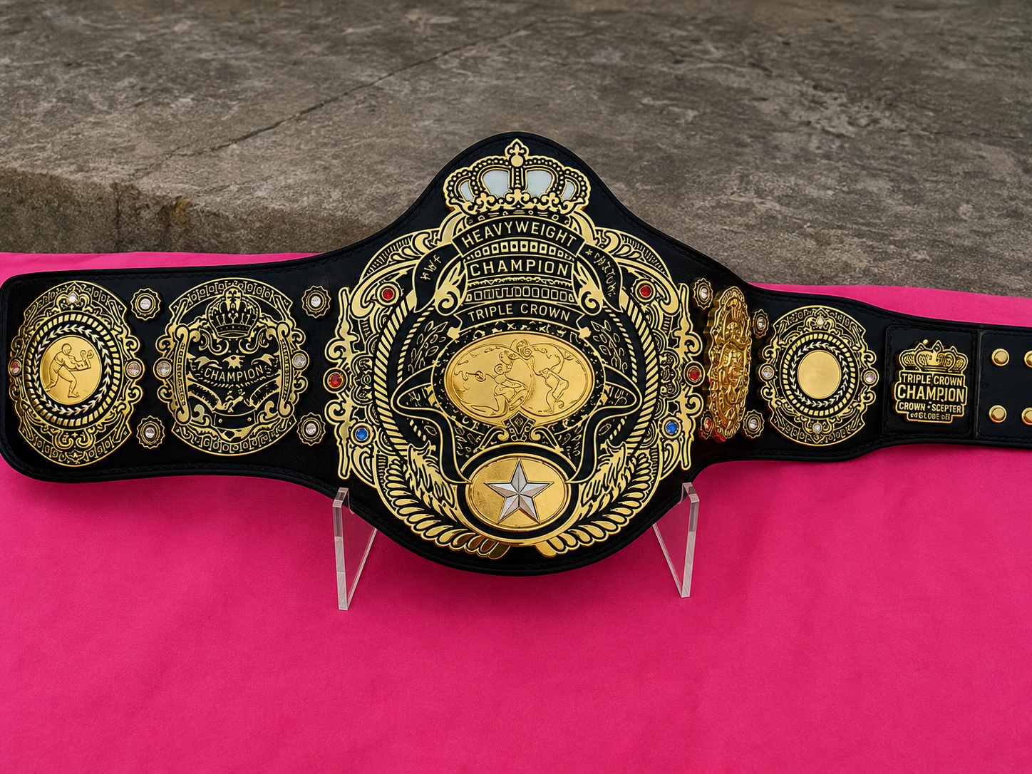 24K GOLD Tripple Crown World Heavyweight Premium CNC Championship Belt