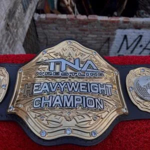 TNA Wrestling Heavyweight Championship Belt Replica  4MM Zinc CNC 2 Layer Plates  Premium Leather Strap  Gold Finish