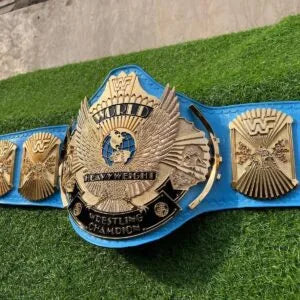 WWF Winged Eagle Championship Belt Replica  CNC Detailed  4MM Zinc Blue Leather