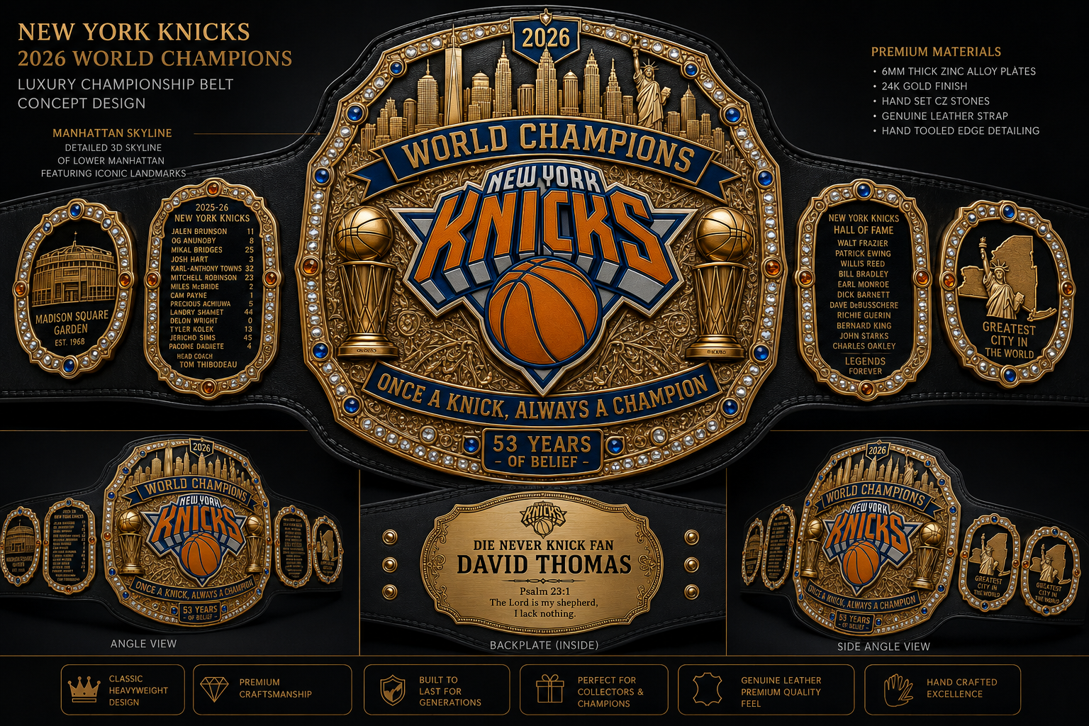NBA Knick custom championship belts