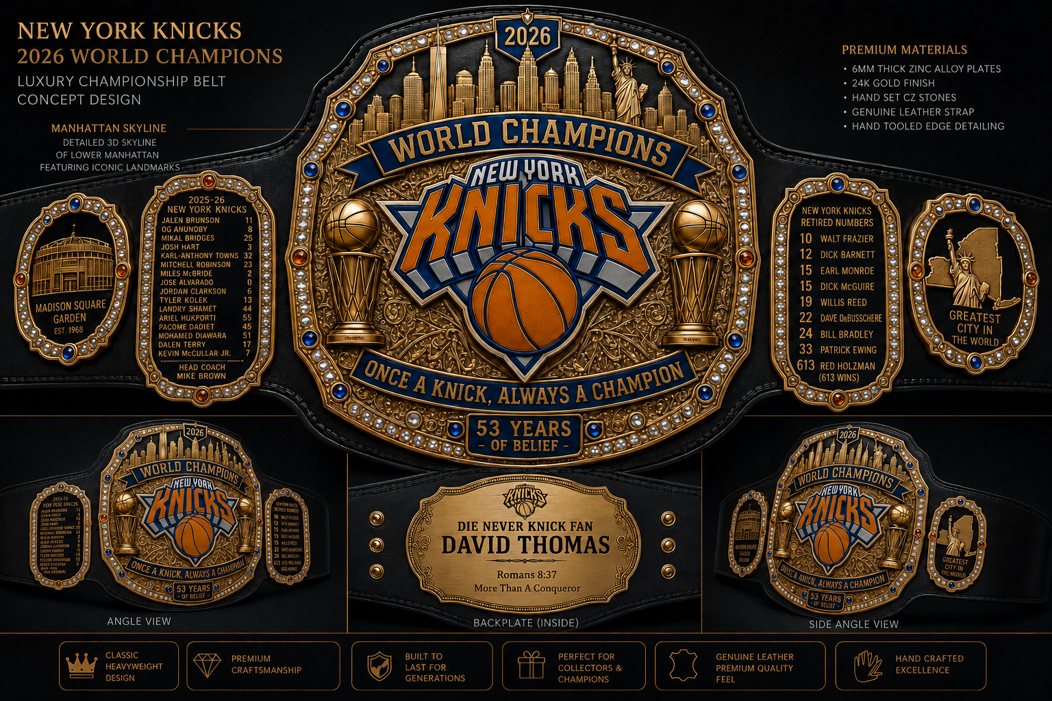NBA Knick custom championship belts
