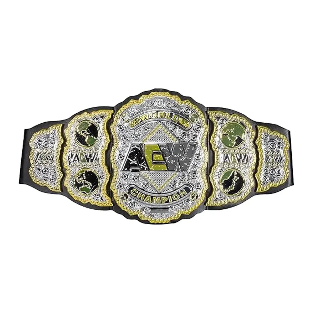 AEW championship belt replica with detailed gold and silver design from Championship Belts Online