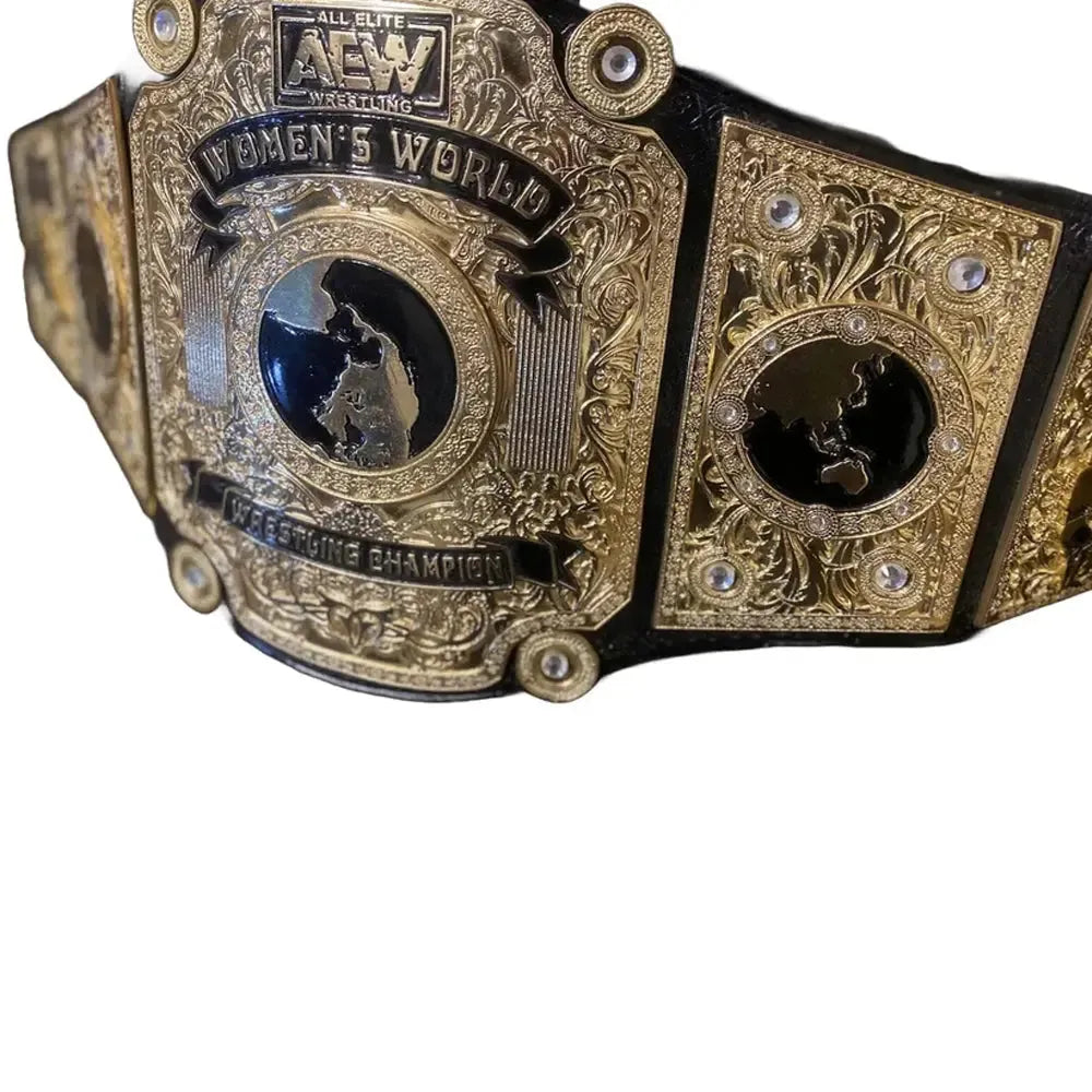 All Elite Wrestling AEW Women Belt replica belt with detailed gold plating and black leather strap