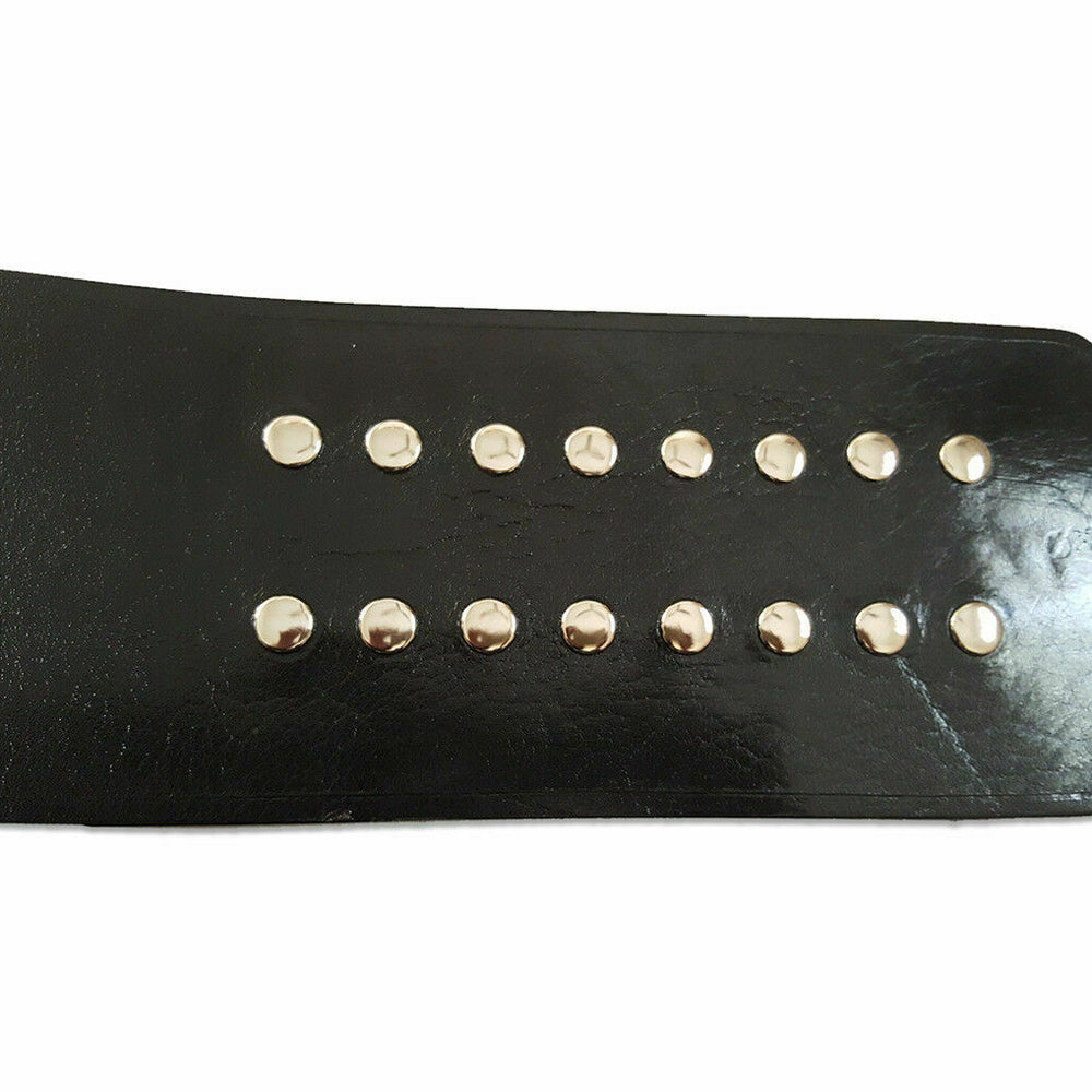 Black leather strap with metal studs for AWWA World Heavyweight Championship belt