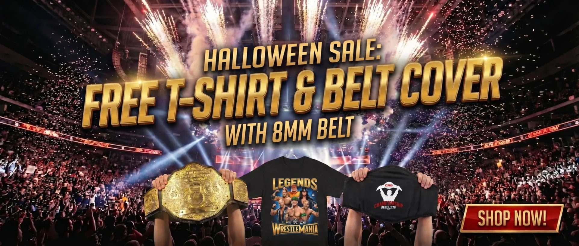 Halloween sale offering free belt cover and free t shirt