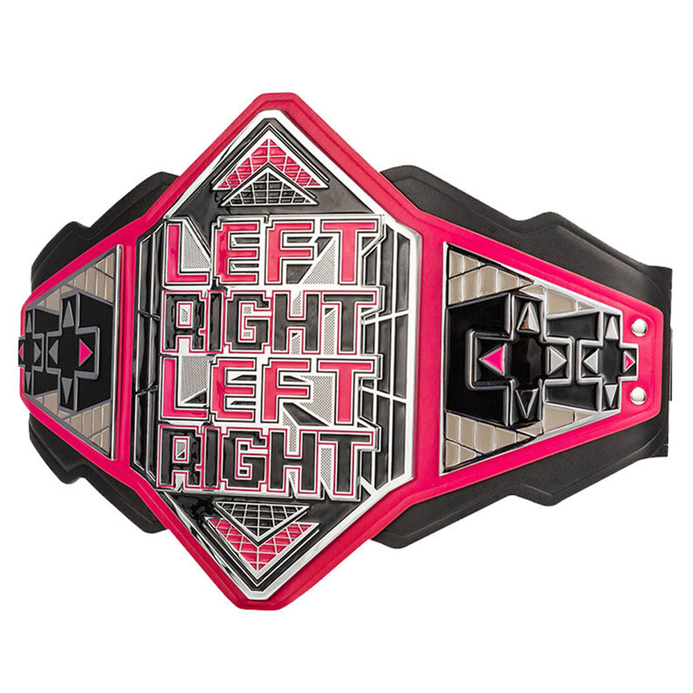 LRLR Belt WWE Championship in pink and black with bold Left Right Left Right design by Championship Belts Online
