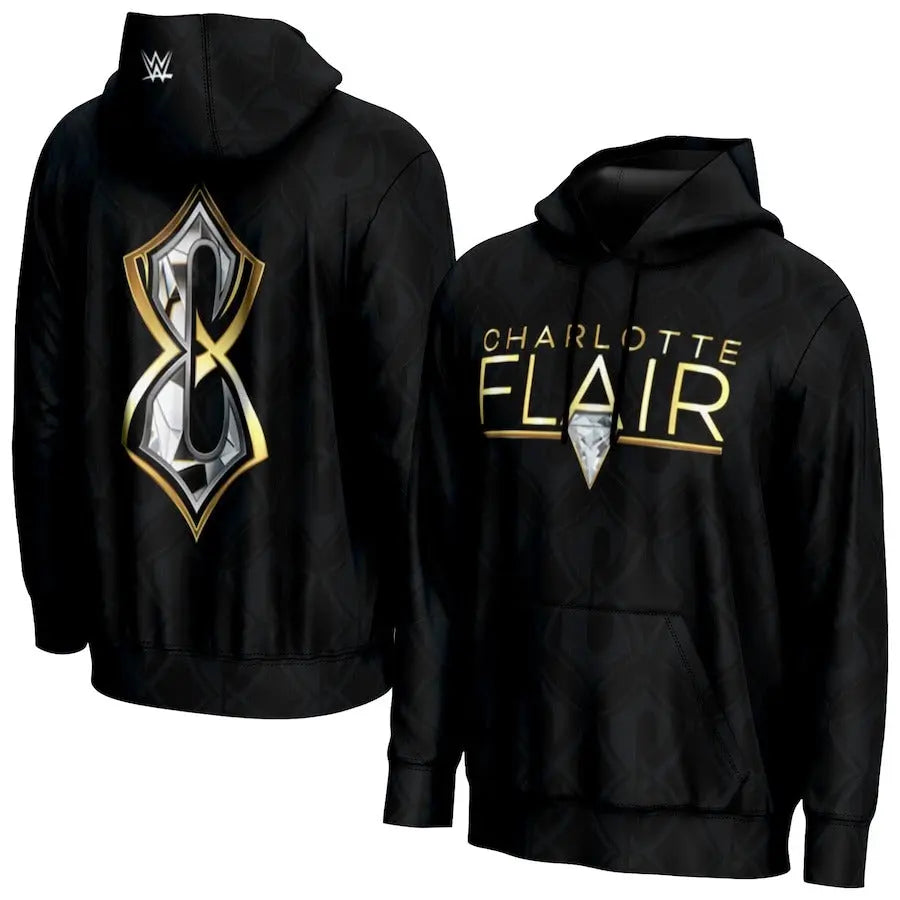 Men's Prosphere Black Charlotte Flair Hoodie Championship Belts Online