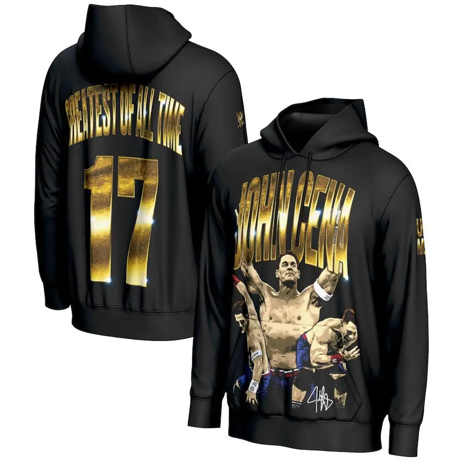Men's Prosphere Black John Cena GOAT Hoodie Championship Belts Online