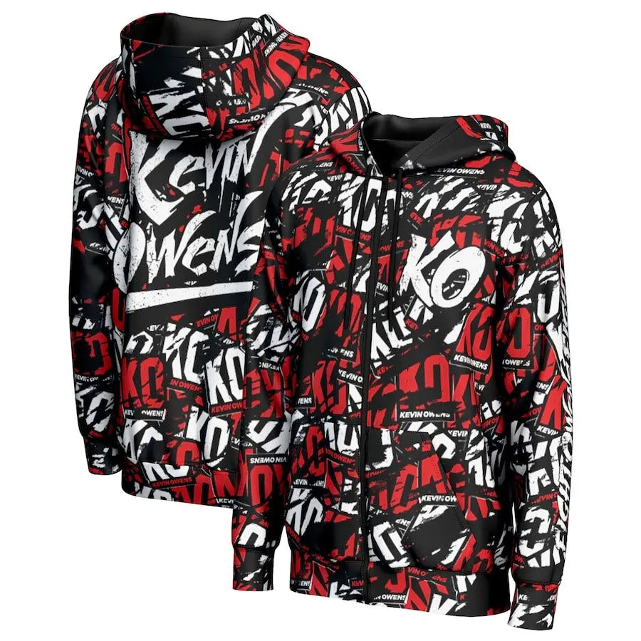 Men's Prosphere Black Kevin Owens Hoodie Championship Belts Online