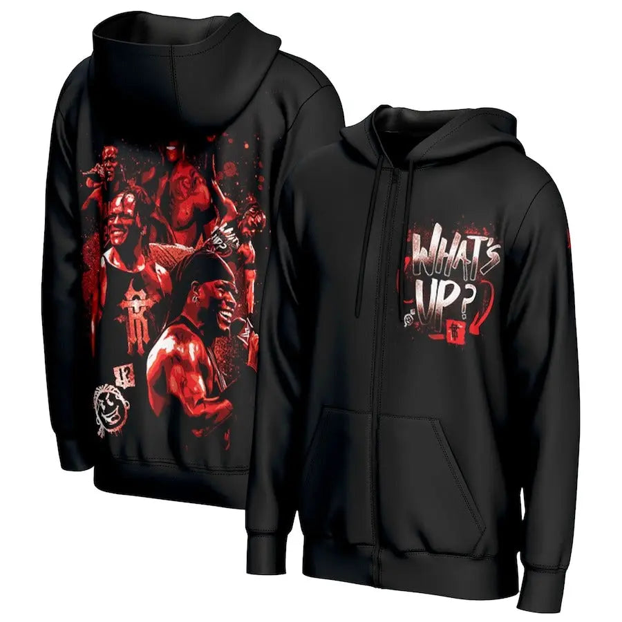 Men's Prosphere Black R-Truth “What’s Up” Hoodie Championship Belts Online