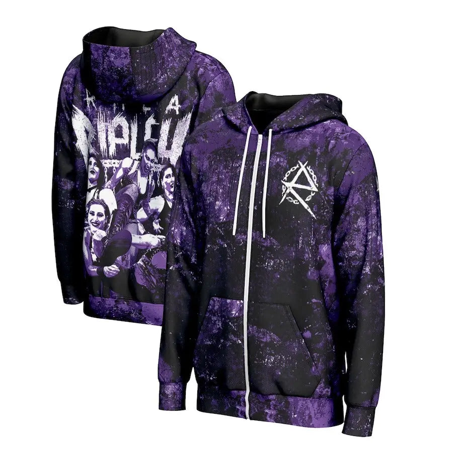 Men's Prosphere Purple Rhea Ripley Hoodie Championship Belts Online