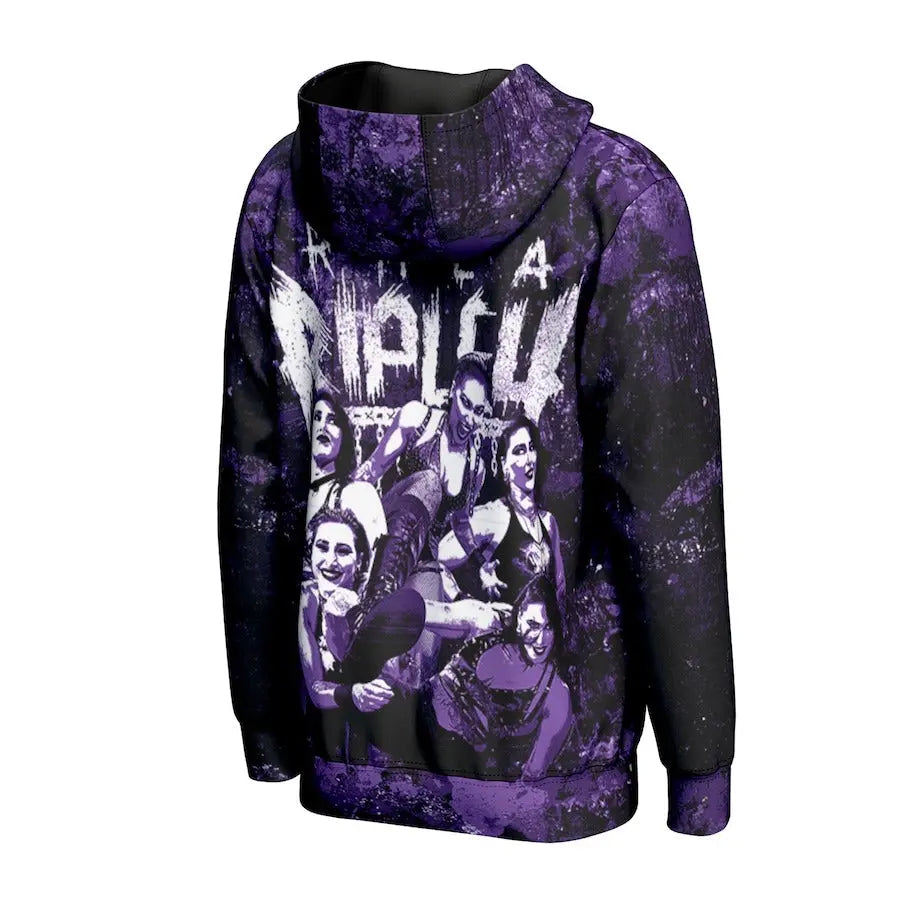 Men's Prosphere Purple Rhea Ripley Hoodie Championship Belts Online