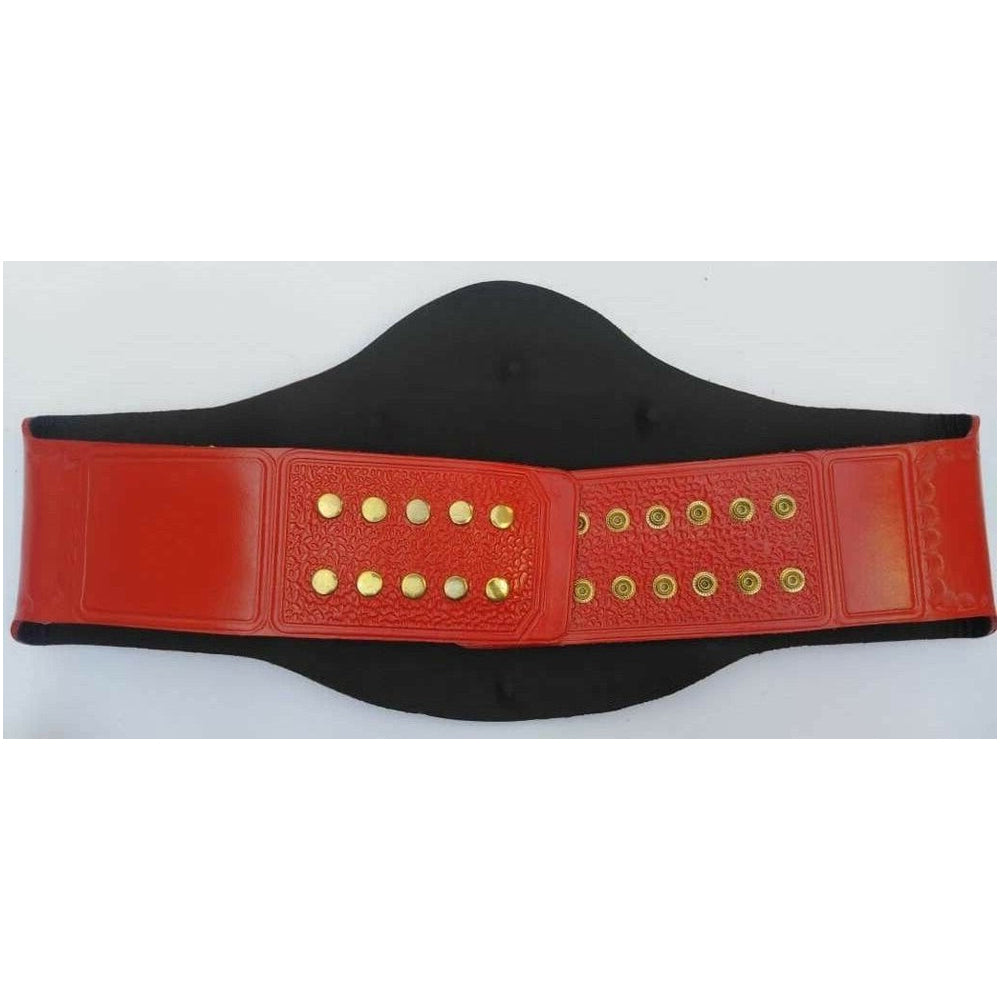 Red leather strap with gold snaps for TNA Legends championship belt by Championship Belts Online