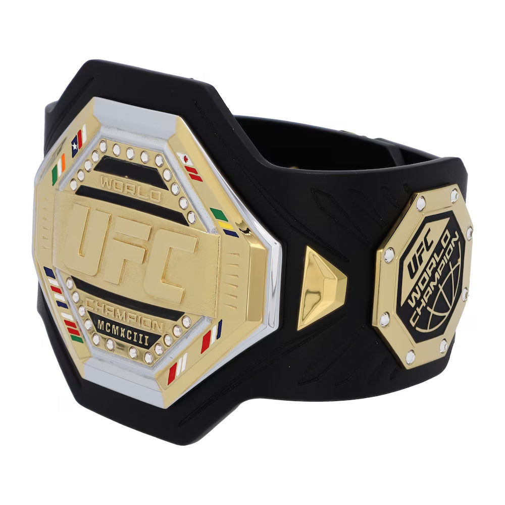 UFC legacy championship desktop belt with gold and black design and international flag details