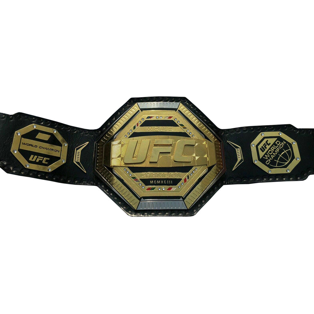 UFC championship replica belt with gold and black detailing and UFC logo from Championship Belts Online