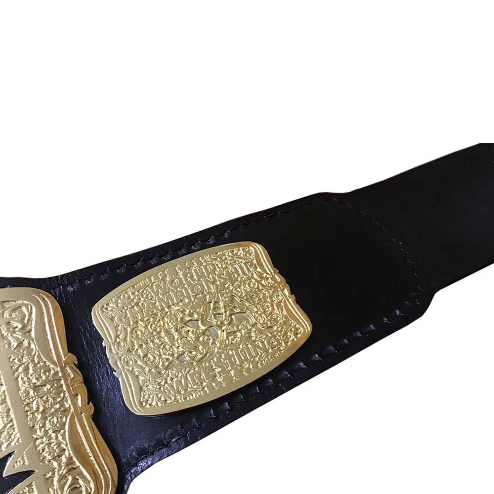 WCW United States Championship belt with detailed gold plates on black strap from Championship Belts Online
