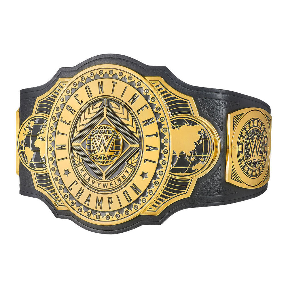 WWE Intercontinental Championship belt with gold and black design by Championship Belts Online
